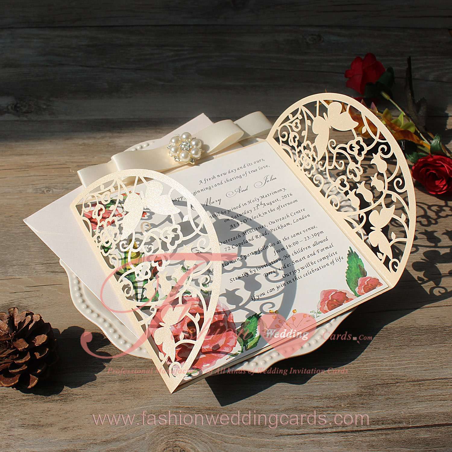 Online Laser Cut Butterfly Wedding Invitations Design